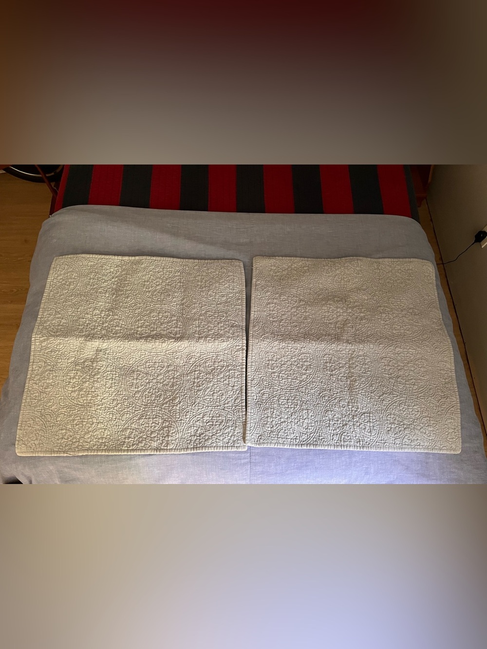 Restoration Hardware (2) Euro Quilted Shams Covers Gray
